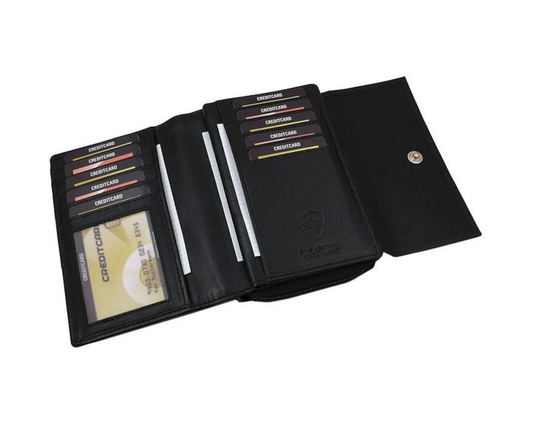 Myledershop Damen Geldbörse Nappa Leder - Kleine Geldtasche Mit RFID Schutz Bunt