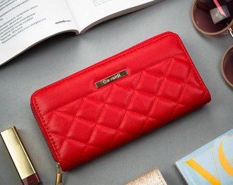 Faux leather women's wallet / wallet / wallet / money bag / design 2 - red