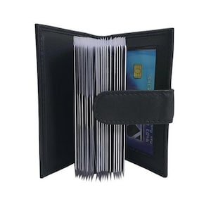 XXL Kalbsleder Kreditkartenetui / Kartenetui / Visitenkartenetui / Scheckkartenetui / Kartenmäppchen mit RFID & NFC Schutz in Schwarz