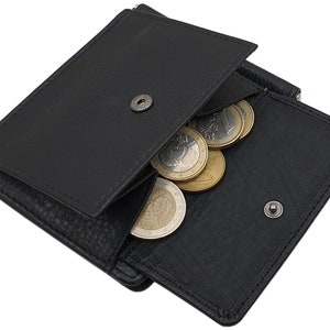 Rindleder Dollarclip Geldbörse / Geldbeutel / Portemonnaie / Portmonaise / Geldtasche mit RFID & NFC Schutz mit Ersatzdollarclip in Schwarz afbeelding 4