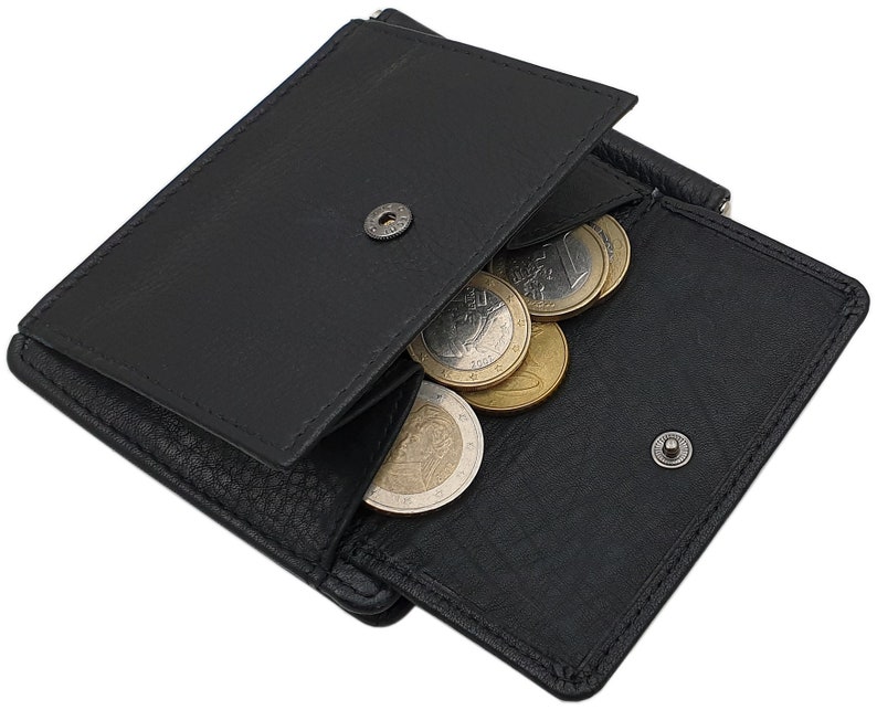 Rindleder Dollarclip Geldbörse / Geldbeutel / Portemonnaie / Portmonaise / Geldtasche mit RFID & NFC Schutz mit Ersatzdollarclip in Schwarz afbeelding 4