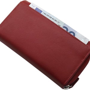 Große Rindleder Damen Geldbörse / Geldbeutel / Portemonnaie / Geldtasche / Portmonee mit RFID & NFC Schutz in Rot Bild 6