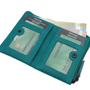 Echt Rindleder Geldbörse / Geldbeutel / Portemonnaie / Geldtasche / Portmonee mit RFID & NFC Schutz in Petrol