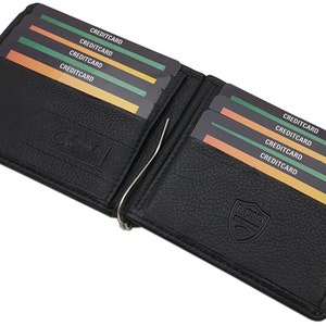 Rindleder Dollarclip Geldbörse / Geldbeutel / Portemonnaie / Portmonaise / Geldtasche mit RFID & NFC Schutz mit Ersatzdollarclip in Schwarz Bild 3