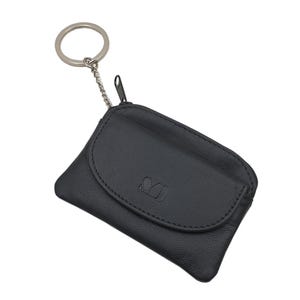 Ziegenleder Nappa Schlüsseltasche / Schlüsseletui / Schlüsselmäppchen mit 1 Reißverschlussfach in Schwarz