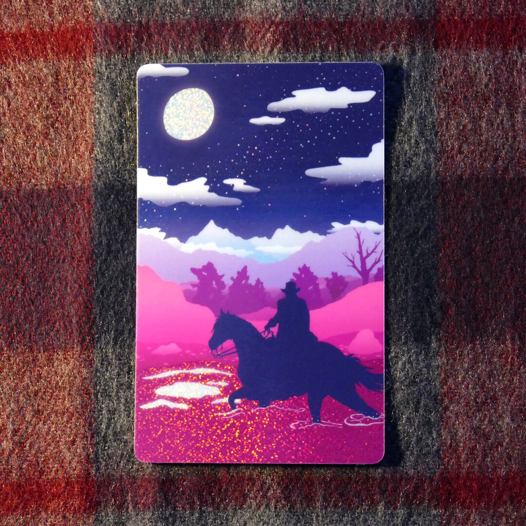 Neon Moon - Holographic Cowboy Sticker - Etsy