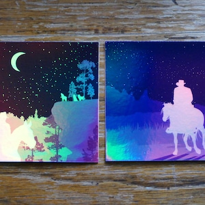 Vaqueros en la noche - Pegatinas holográficas