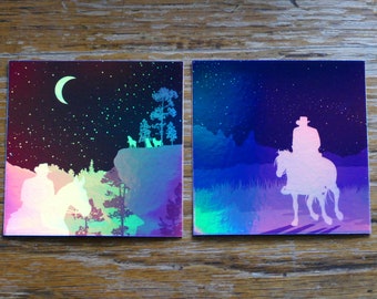 Cowboys in the Night - Holographic Vinyl Stickers