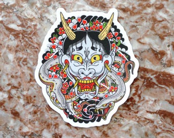 Hannya & Snakes Tattoo - Vinyl Sticker