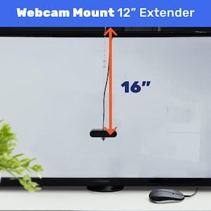 Extender for middle-screen Webcam Mount, for large or DualUp displays, clear,  stackable