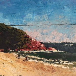 Seelandschaft: Palettenmesser Acrylmalerei auf Palettenholz (40 cm x 30 cm)