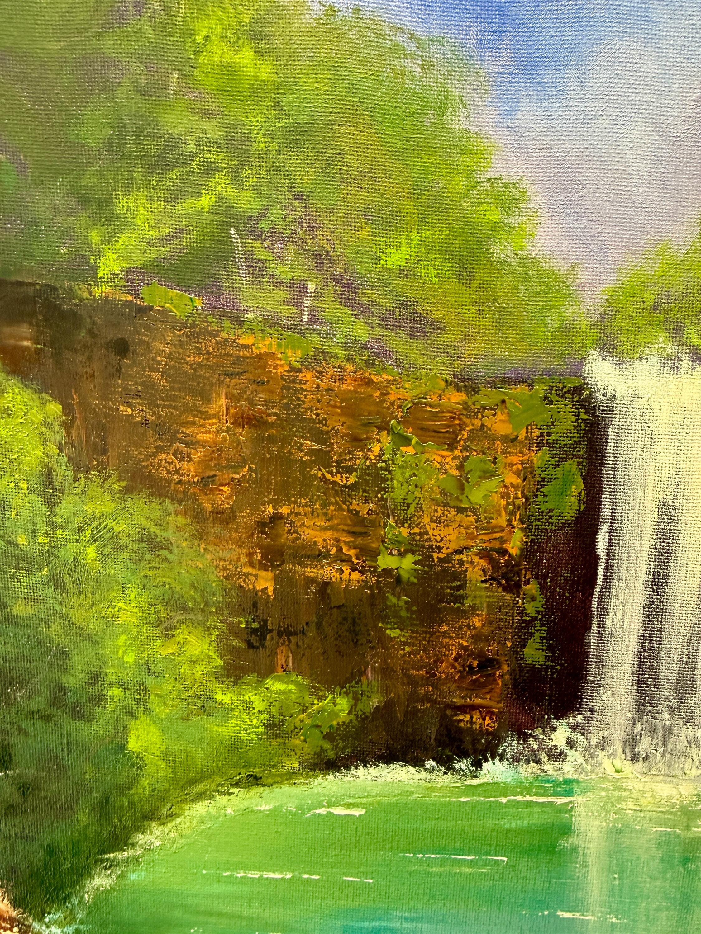 絵画 油彩画 風景画 滝 森 雄大な滝の油絵：オリジナルの森の風景画（20x16） - Etsy 日本
