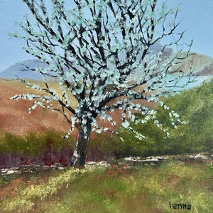 Lonely Tree Ölgemälde: Ländliche Landschaft - Ölgemälde auf Leinwand (10x12)