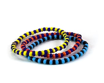 Signal Shift Bracelet Set – Color Beaded Stack, 3 Stretch Bracelets
