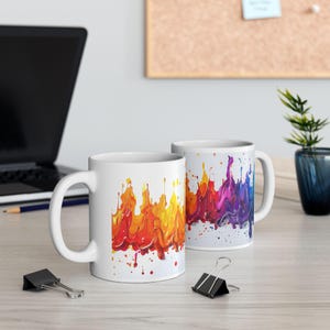 Vibrant Splash Ceramic Mug, Coffee Cup, Colorful Drinkware, Gift for Art Lovers, Home Decor, Unique Mug for Any Occasion