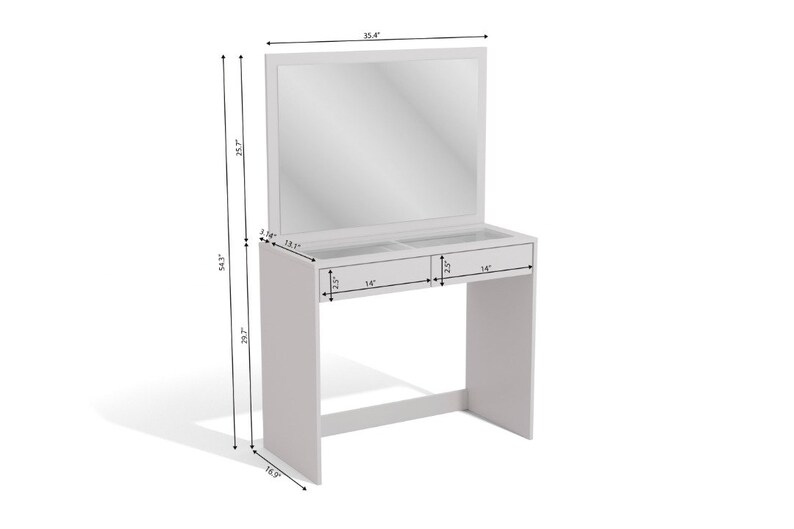 02 Drawers Glass Top Dressing Table With Mirror and Set of 10 Etsy UK