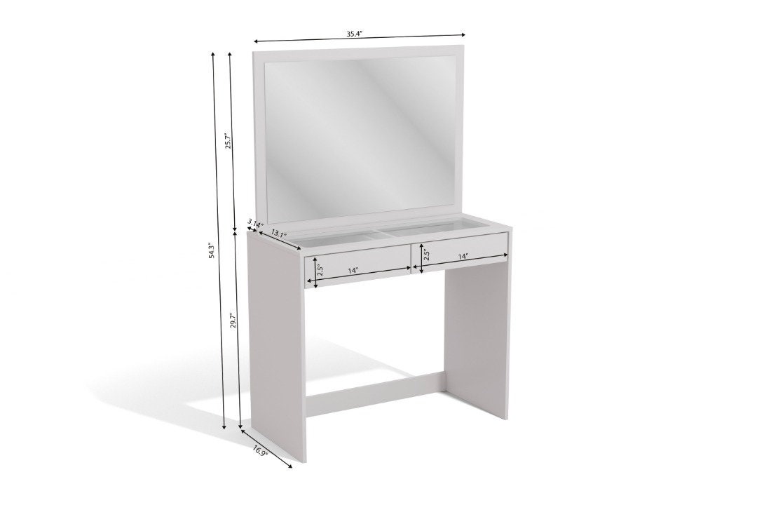 02 Drawers Glass Top Dressing Table With Mirror and Set of 10 Etsy UK