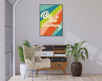 Ou Est La Discotheque Print | Disco Printable Wall Art | 70s Poster