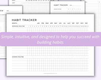 Habit Tracker Printable | Monatlicher Habit and Routine Tracker | Wöchentlicher Habit and Routine Tracker | Gewohnheit Bewertungsbogen | Habit Builder