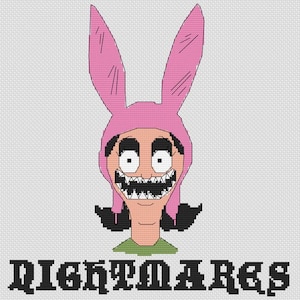 Bob&#39;s Burgers Inspiré Nightmares Louise Belcher Cross Stitch Pattern