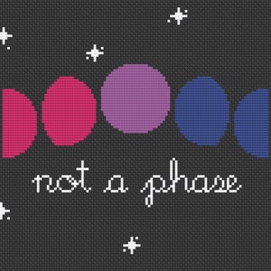 Bi Bisexual Flag Moon Phase It's Not a Phase Pride Cross Stitch Pattern