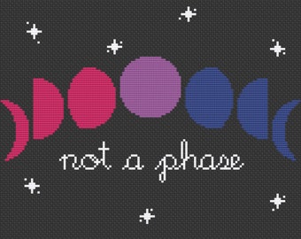 Bi Bisexual Flag Moon Phase It's Not a Phase Pride Cross Stitch Pattern
