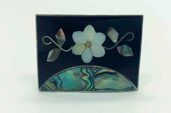 ALPACA Mexico Inlaid Abalone Mother of Pearl Broo… - image 1