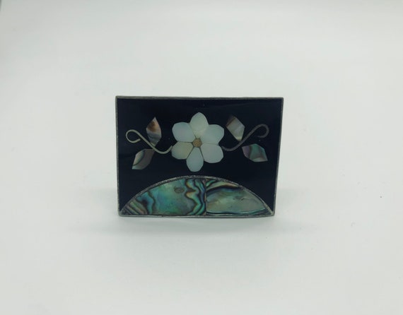 ALPACA Mexico Inlaid Abalone Mother of Pearl Broo… - image 2