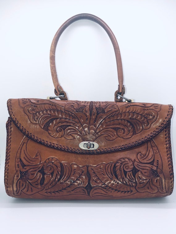 Vintage hand tooled leather purse