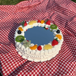 Vintage-Style Tres Leches/Fruit White Fake Cake Mirror! Includes FREE Accessory!