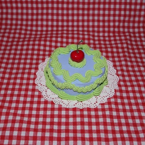 Aesthetic Blue and Green Fake Cake Wall Hanging with Cherry! Includes FREE Accessory!