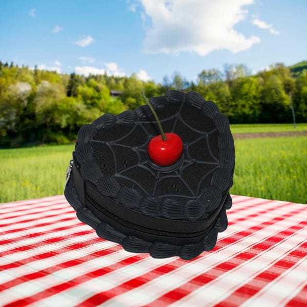 Halloween Goth Heart Shaped Black Spiderweb Fake Cake Zipper Jewelry Box! Includes FREE Accessory!