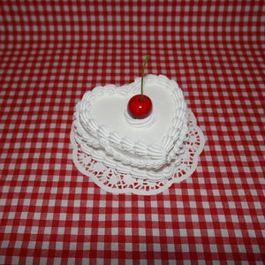 Mini Heart-Shaped White Cherry Fake Cake Wall Hanging! Includes FREE Accessory!