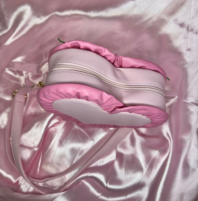 Vintage-Style Pink Heart Shaped Fake Cake Faux Leather Purse with Cherries Super Cute & Unique Accessory Ready to Ship image 6