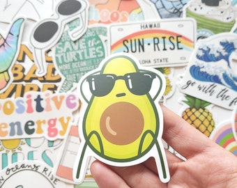 35 hawaii stickers pack, reizigers notebook stickers, schildpad stickers, surfplank stickers, waterdichte stickers voor waterbottle strand sticker