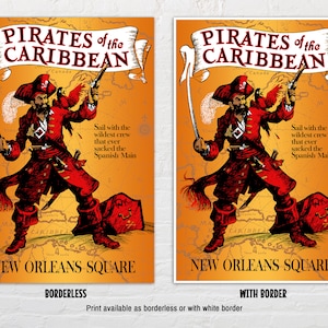 Pirates of the Caribbean 1967 Disneyland Ride Attraction Poster Reproduction Print, Disney Pirates Wall Art, Vintage Disney Decor image 2