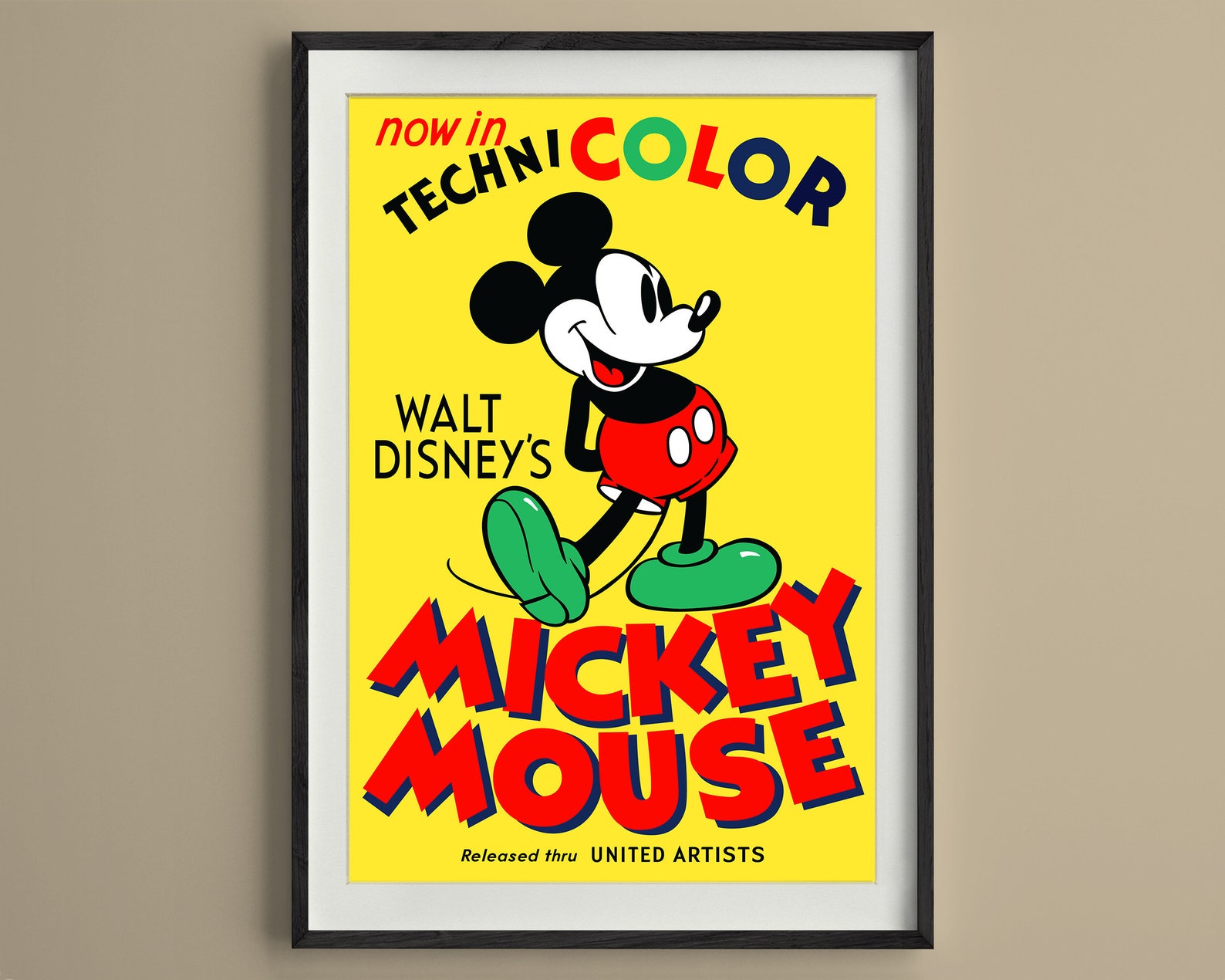 Mickey Mouse Technicolor Poster Disney Movie Art Walt Disney Etsy