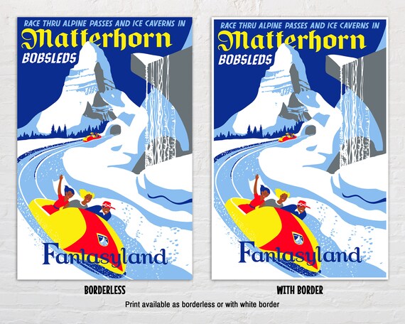 Matterhorn Bobsleds Attraction Reproduction Poster Print, Vintage