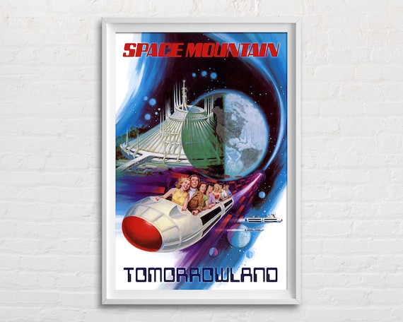 Space Mountain 1975 Tomorrowland Poster Print, Vintage Walt Disney