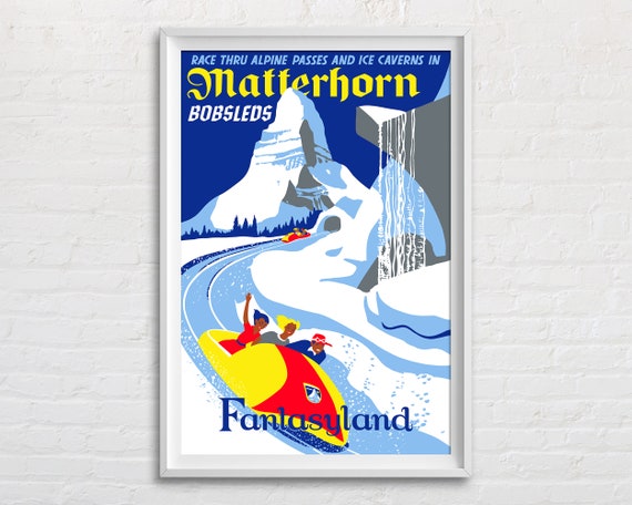 Matterhorn Bobsleds Attraction Reproduction Poster Print, Vintage
