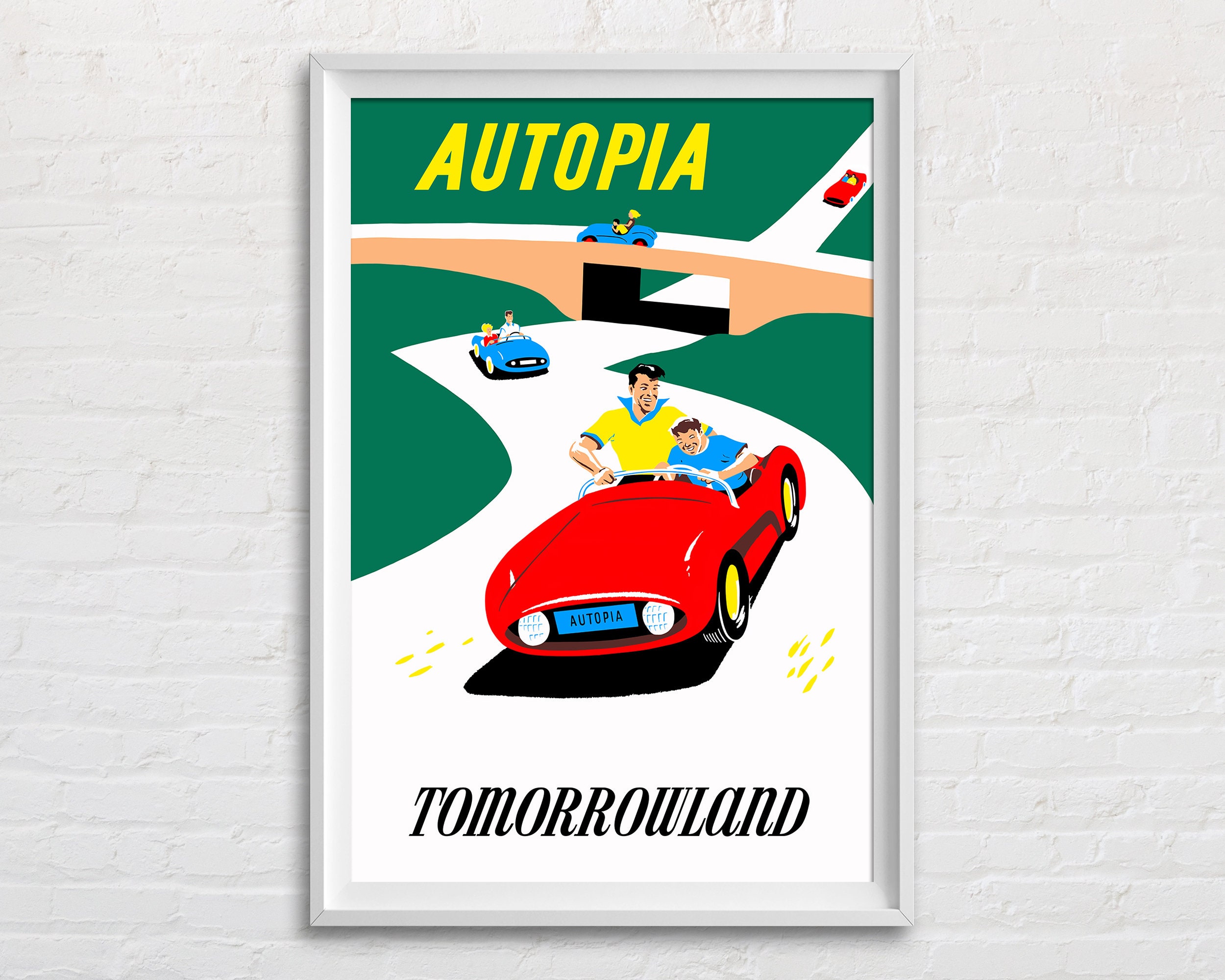 Autopia Disneyland Attraction Fine Art Poster Reproduction Print