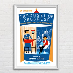 Carousel of Progress Tomorrowland Attraction Fine Art Poster Reproduction Print, Vintage Disney World Magic Kingdom Home Decor Wall Art