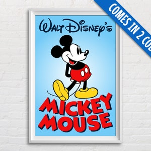 Mickey Mouse Poster, Classic Mickey Mouse Print, Walt Disney Animation, Vintage Mickey Mouse Cartoon, Retro Disney Art Print,