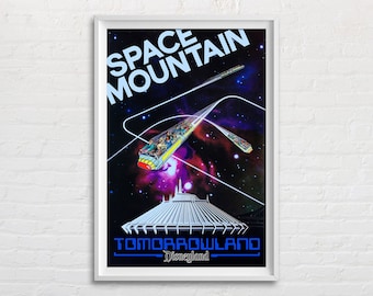 Space Mountain 1977 Vintage Attraction Poster Reproduction Print, Retro Tomorrowland Disneyland, Disney Themed Room Home Decoration Wall Art