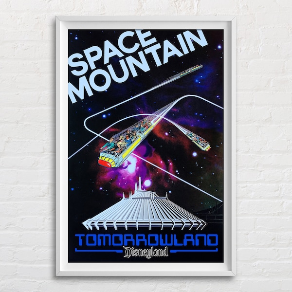 Space Mountain 1977 Vintage Attraction Poster Reproduction Print, Retro Tomorrowland Disneyland, Disney Themed Room Home Decoration Wall Art