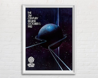 Epcot 21st Century Begins Vintage Atracción Póster Reproducción Impresión, Retro Walt Disney World Epcot Center Disney Theme Home Decor Art