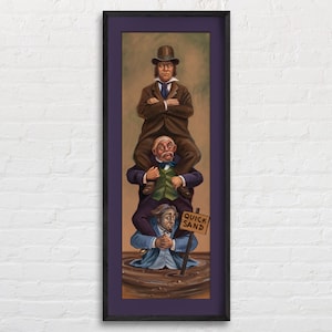 Haunted Mansion Stretching Room Portrait Poster of Men in Quicksand, Vintage Disney, Disneyland, Magic Kingdom, Haunted House Wall Art Print