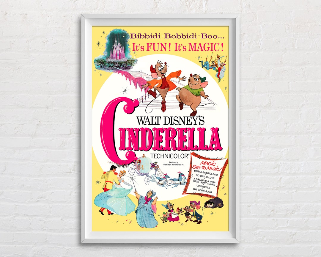 Disney Cinderella Movie Poster Print 1965 Vintage Disney Movie Poster