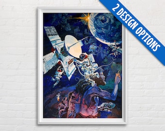 Epcot Spaceship Earth Mural Poster, Vintage Disney World Epcot Center, Space Astronaut, Magic Kingdom Poster, Vintage Disney Print Wall Art