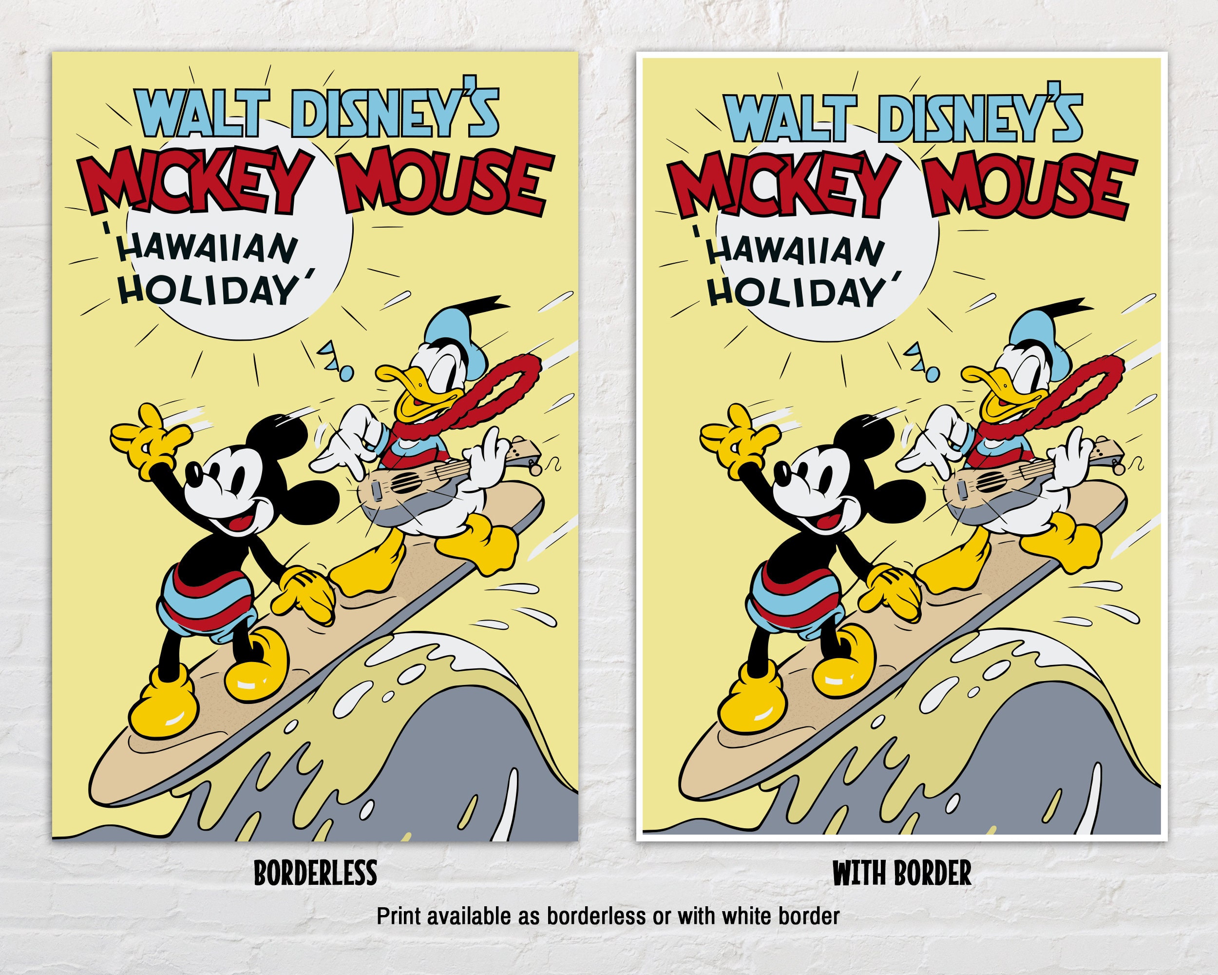 Mickey Mouse Hawaiian Holiday Poster in Blue, Vintage Disney